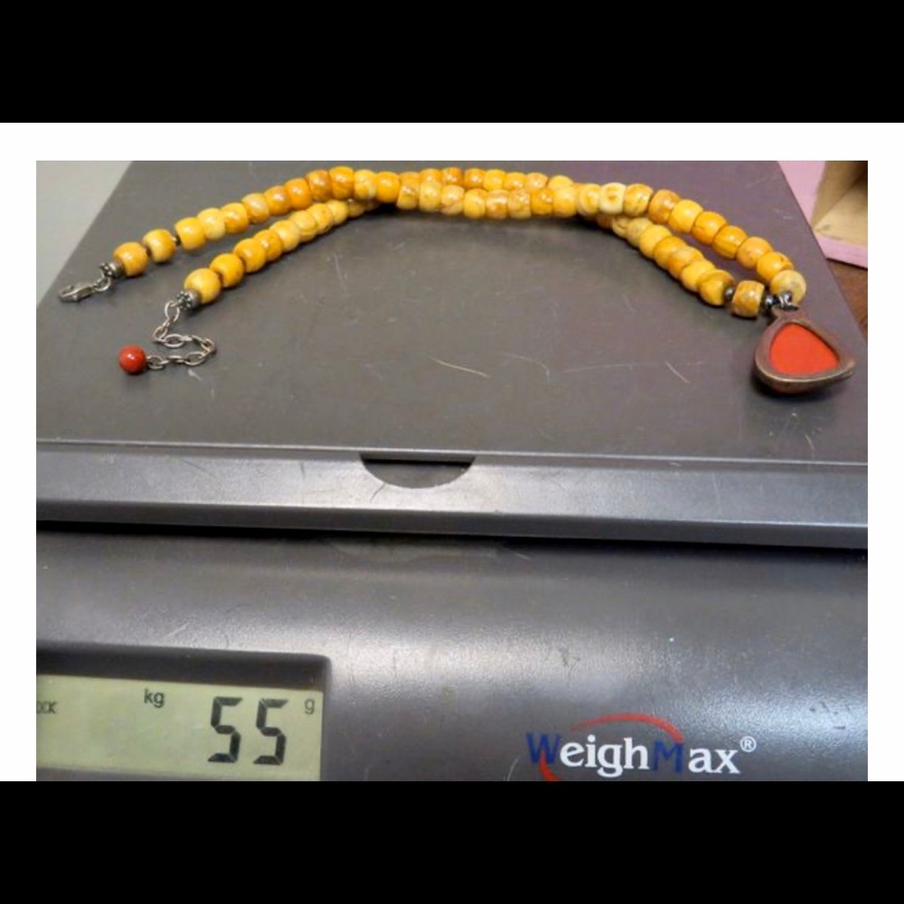 JASPER Red&Tan 925 Native Tribal Boho Necklace - Picture 5 of 8